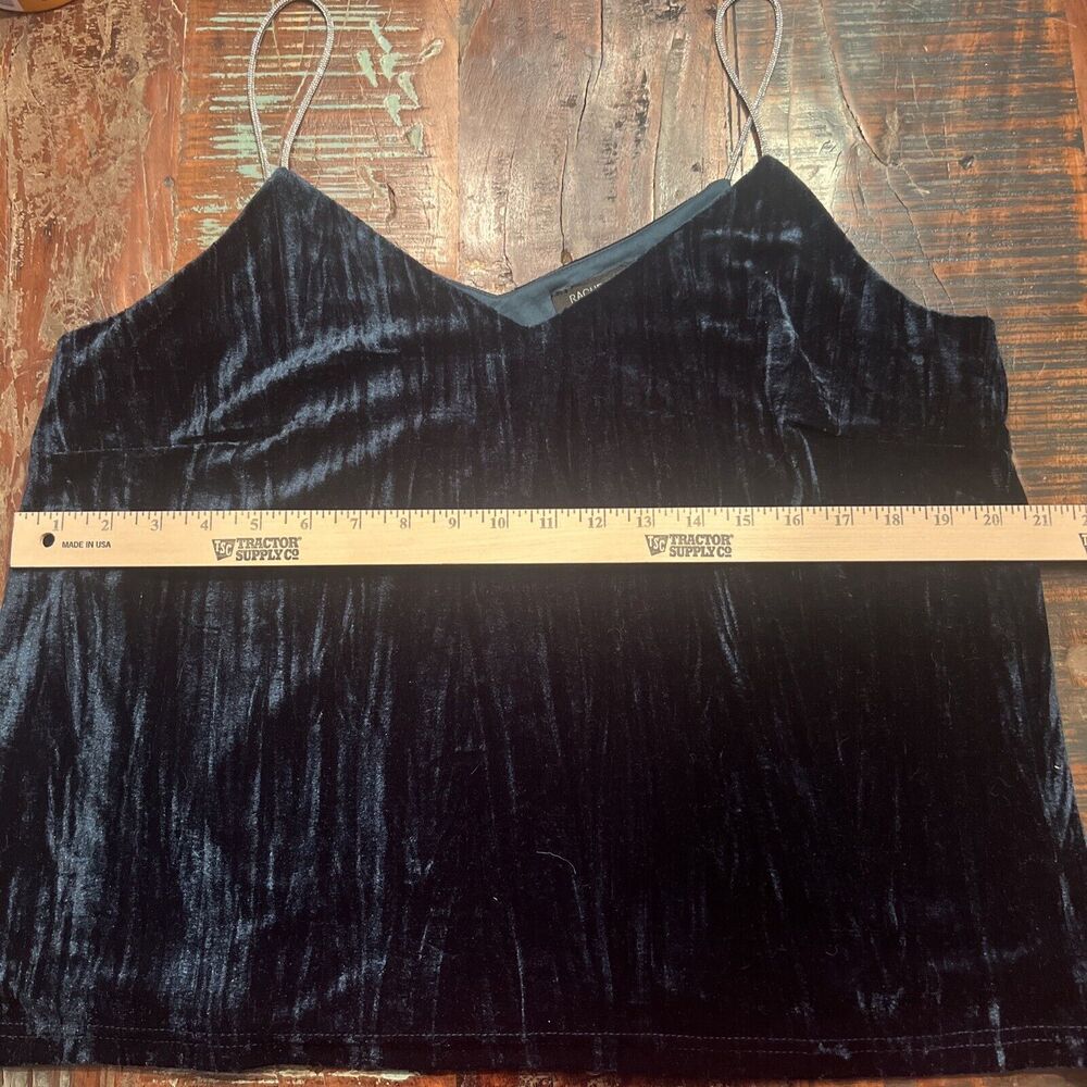 Women’s Rachel Zoe Emerald Velvet Blouse Crystal Embellished Straps Size Large - Picture 13 of 14